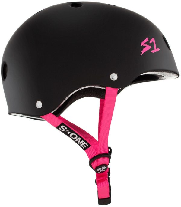 S1 Lifer Helmet - Black Matte & Pink Straps - Image 2