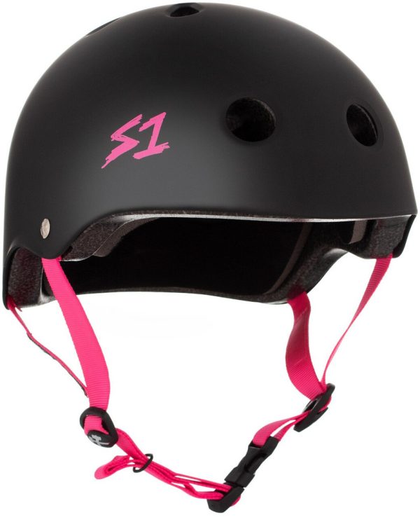 S1 Lifer Helmet - Black Matte & Pink Straps